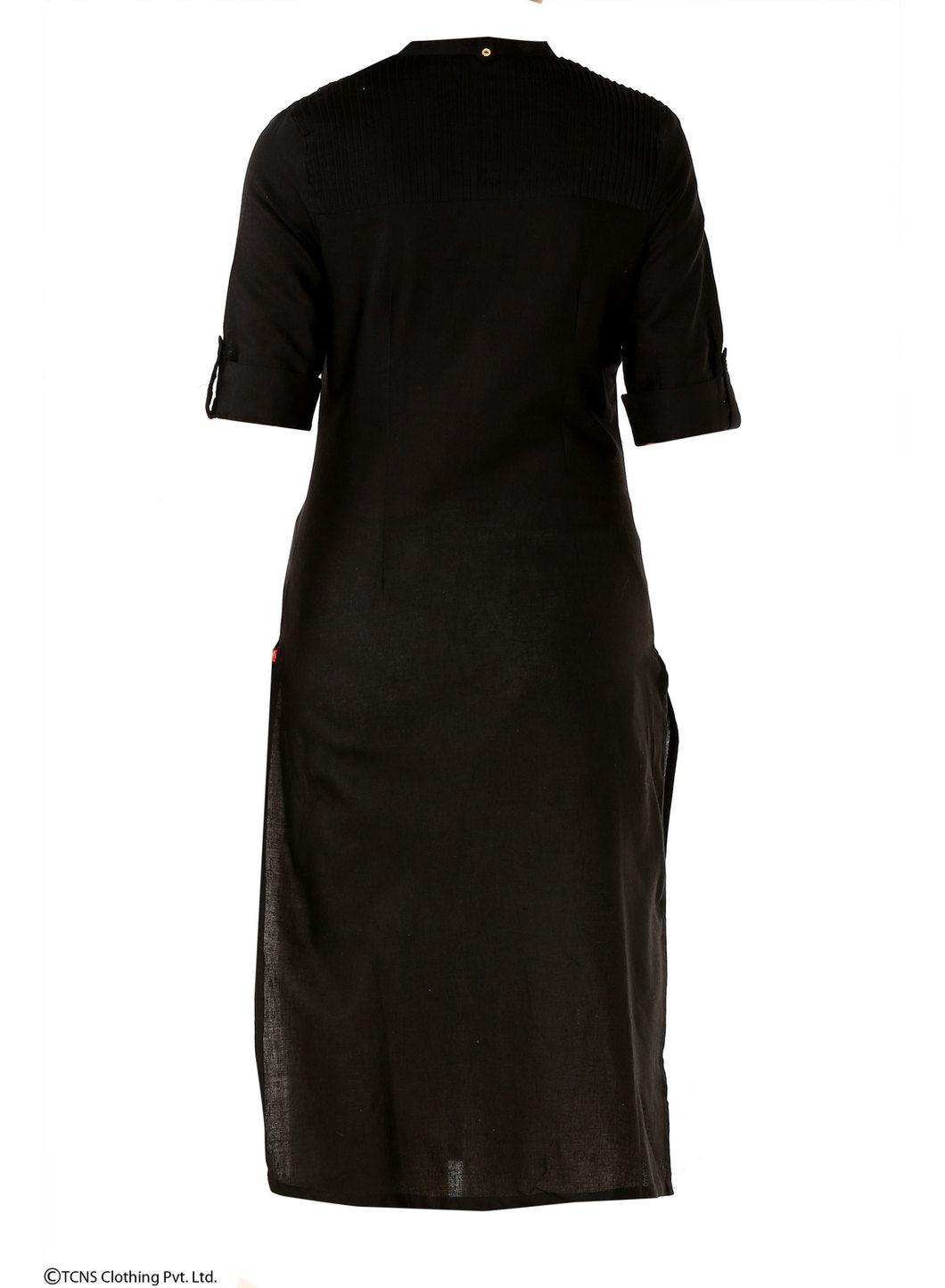 Black 3/4 Sleeve kurta - wforwoman