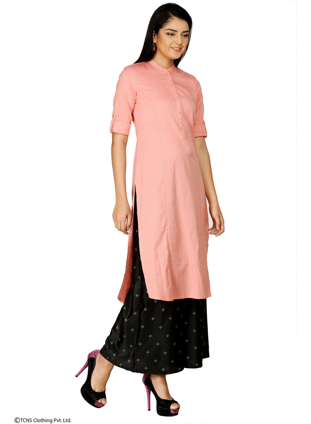 Pink 3/4 Sleeve kurta