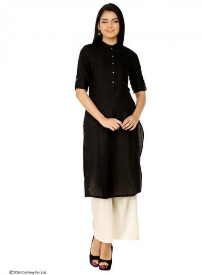 Black 3/4 Sleeve kurta - wforwoman