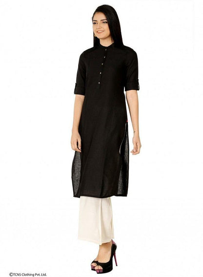 Black 3/4 Sleeve kurta - wforwoman