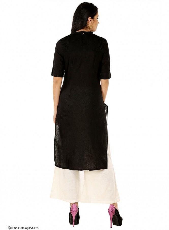 Black 3/4 Sleeve kurta - wforwoman