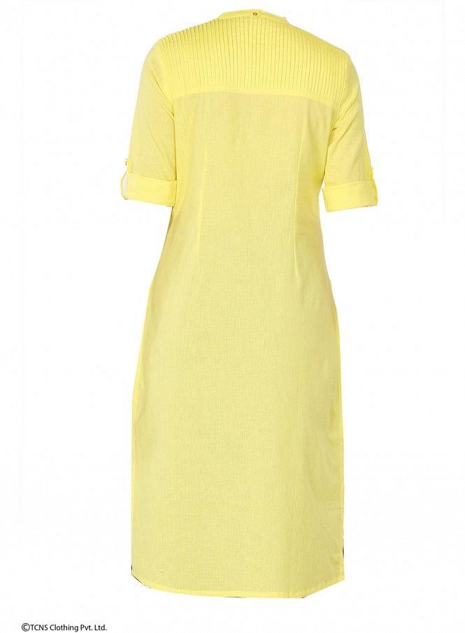 Yellow 3/4 Sleeve kurta - wforwoman