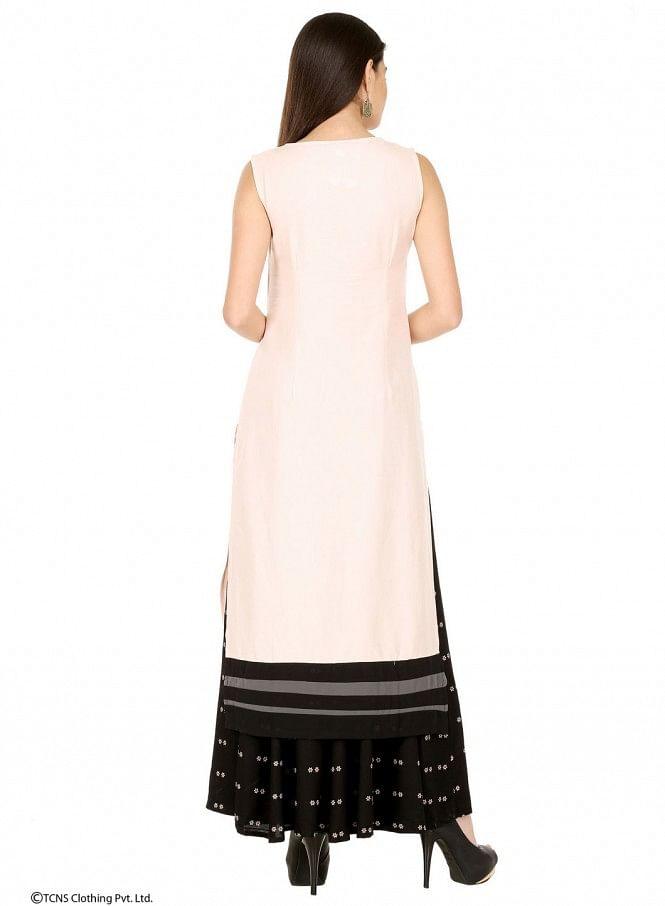 Pink Printed Sleeveless kurta - wforwoman