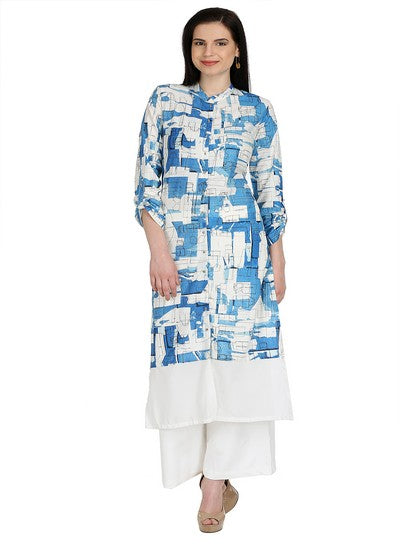 White Printed Full Sleeve kurta