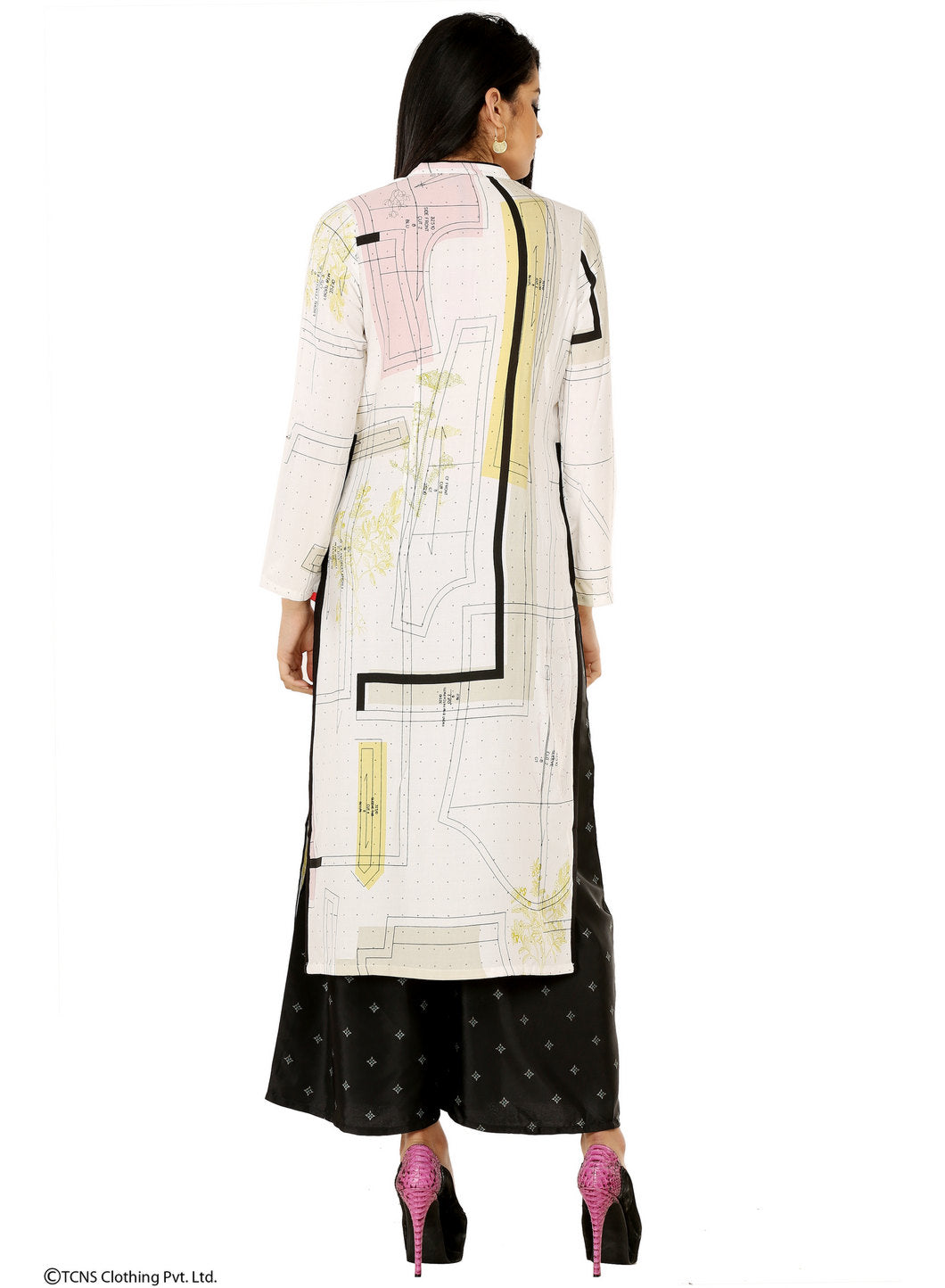 White Printed Full Sleeve kurta