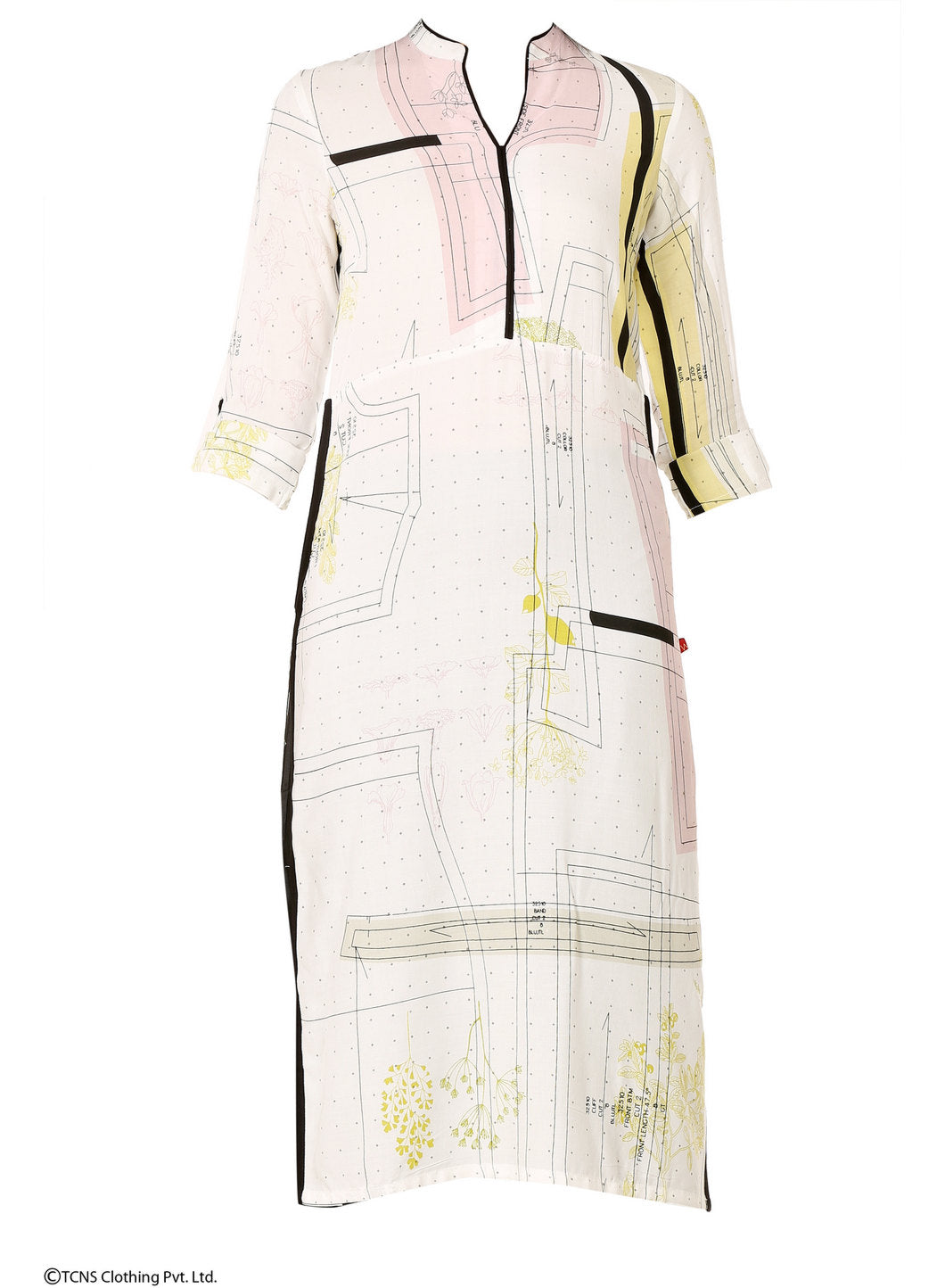 White Printed Full Sleeve kurta