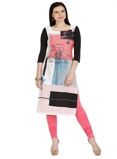 Pink Printed 3/4 Sleeve kurta