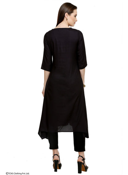 Black Printed 3/4 Sleeve kurta