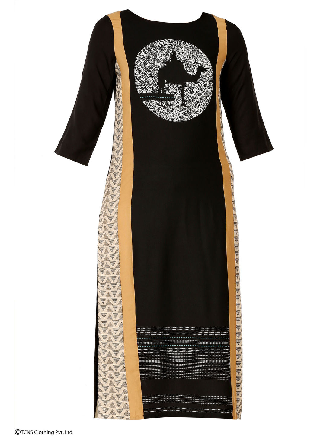 Black Printed 3/4 Sleeve kurta