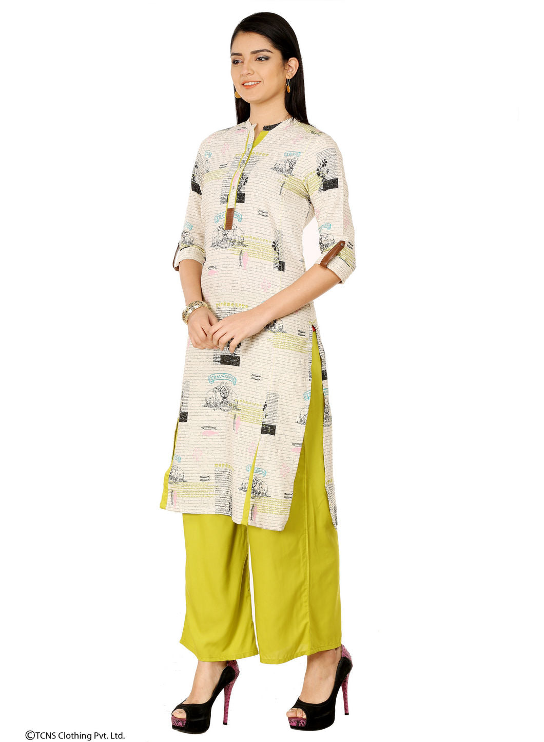 Off-White Printed Full Sleeve kurta