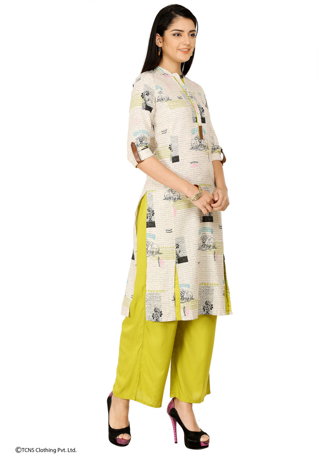 Off-White Printed Full Sleeve kurta