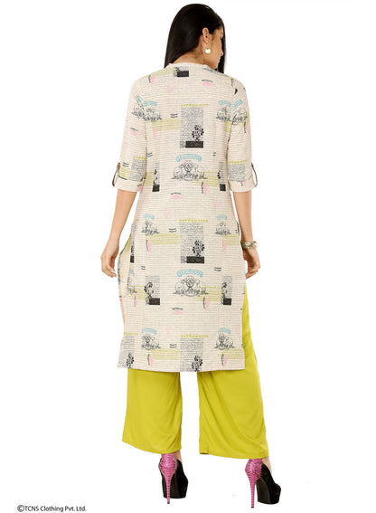 Off-White Printed Full Sleeve kurta