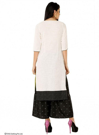 White Printed 3/4 Sleeve kurta - wforwoman