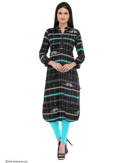 Black Printed Full Sleeve kurta