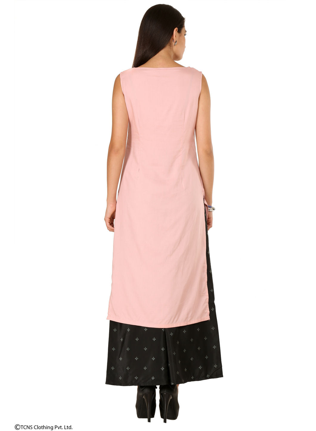 Pink Printed Sleeveless kurta