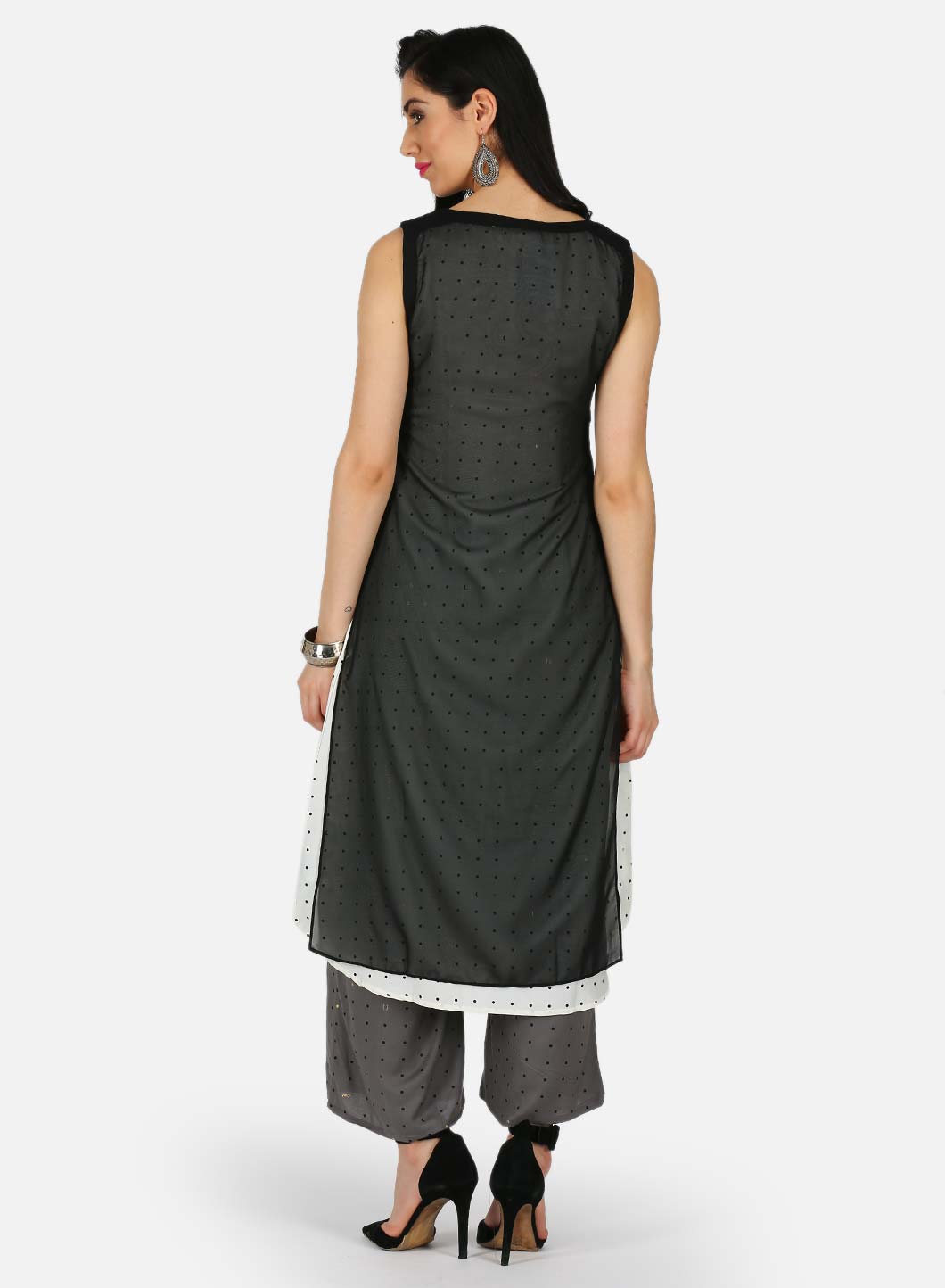 Black Printed Round Neck kurta