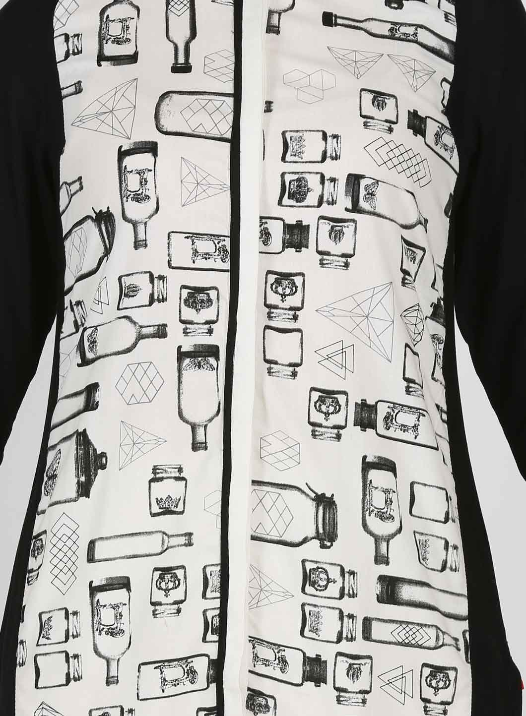 White &amp; Black Printed kurta