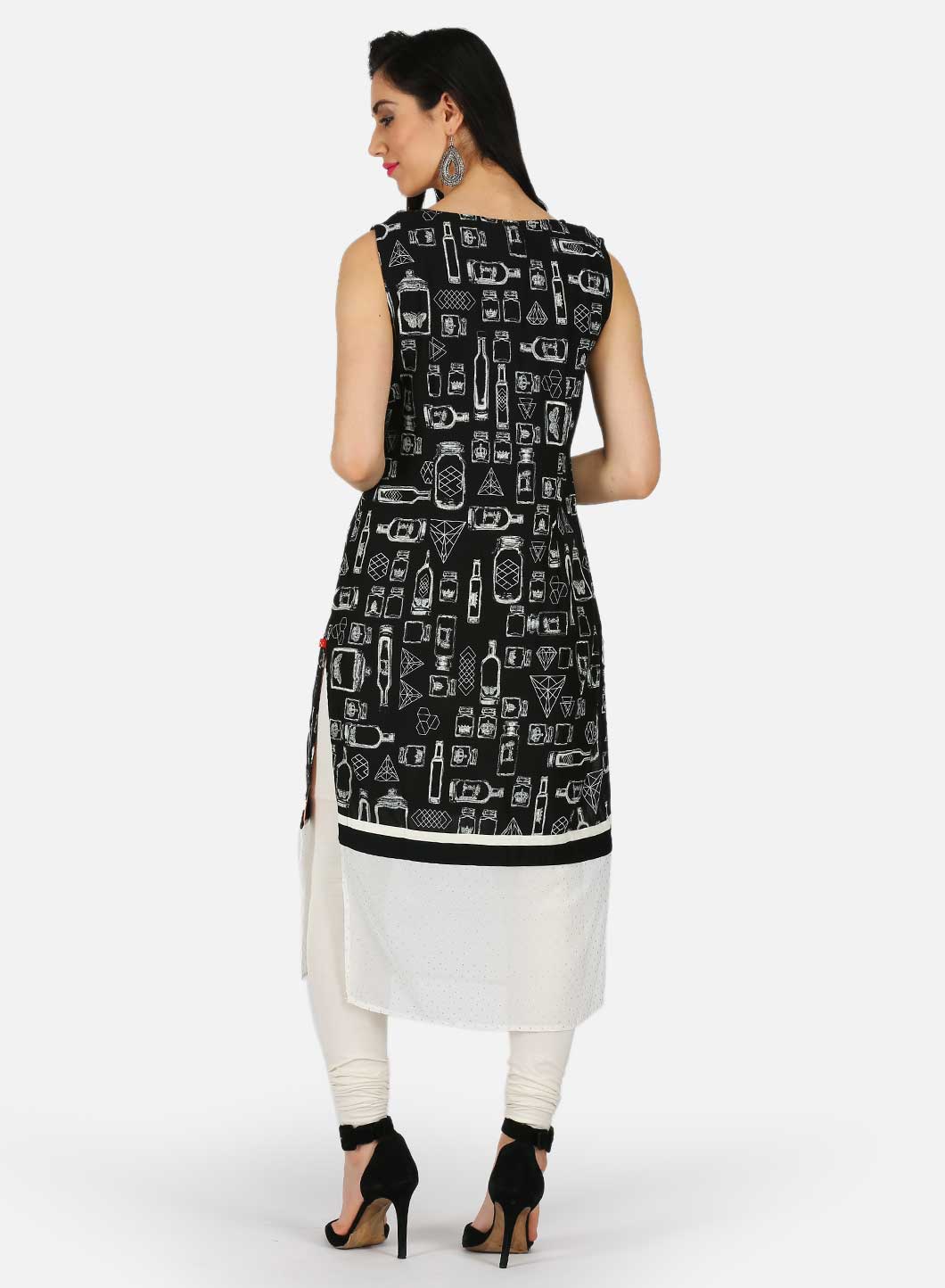 Black &amp; White Printed kurta