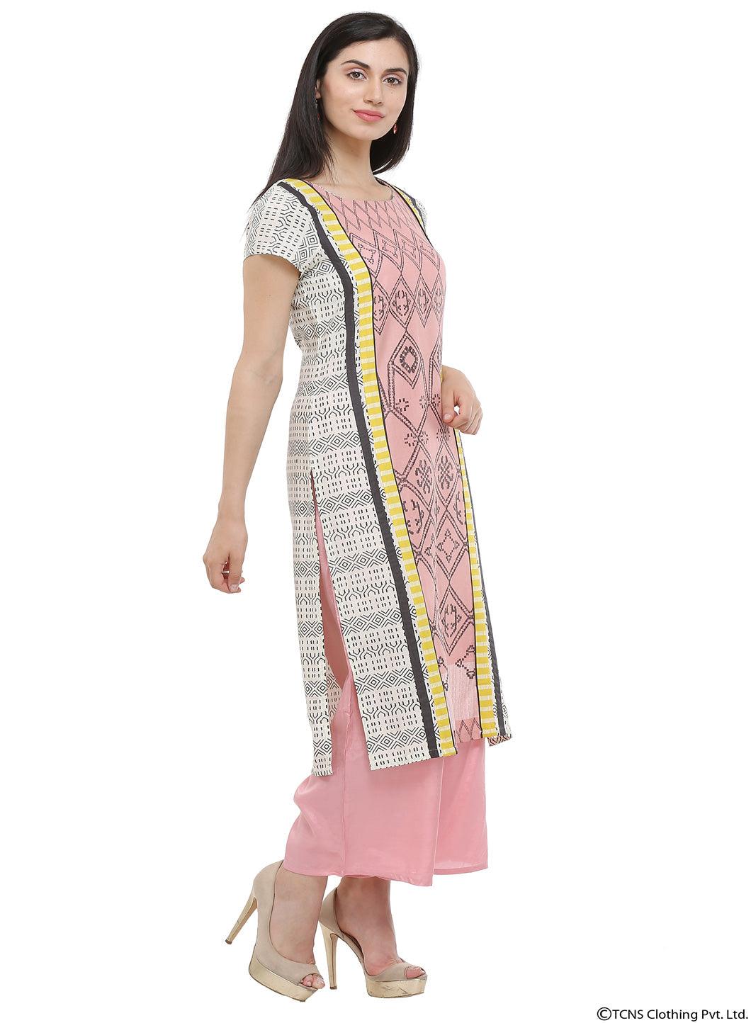 Pink Round Neck kurta - wforwoman