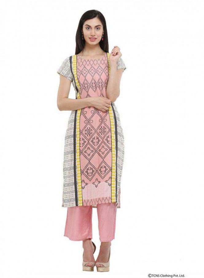 Pink Round Neck kurta - wforwoman