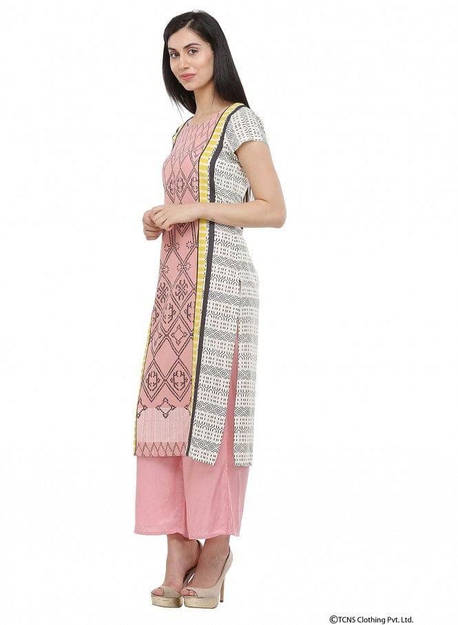 Pink Round Neck kurta - wforwoman