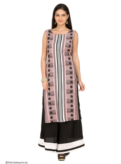 Pink Printed Sleeveless kurta