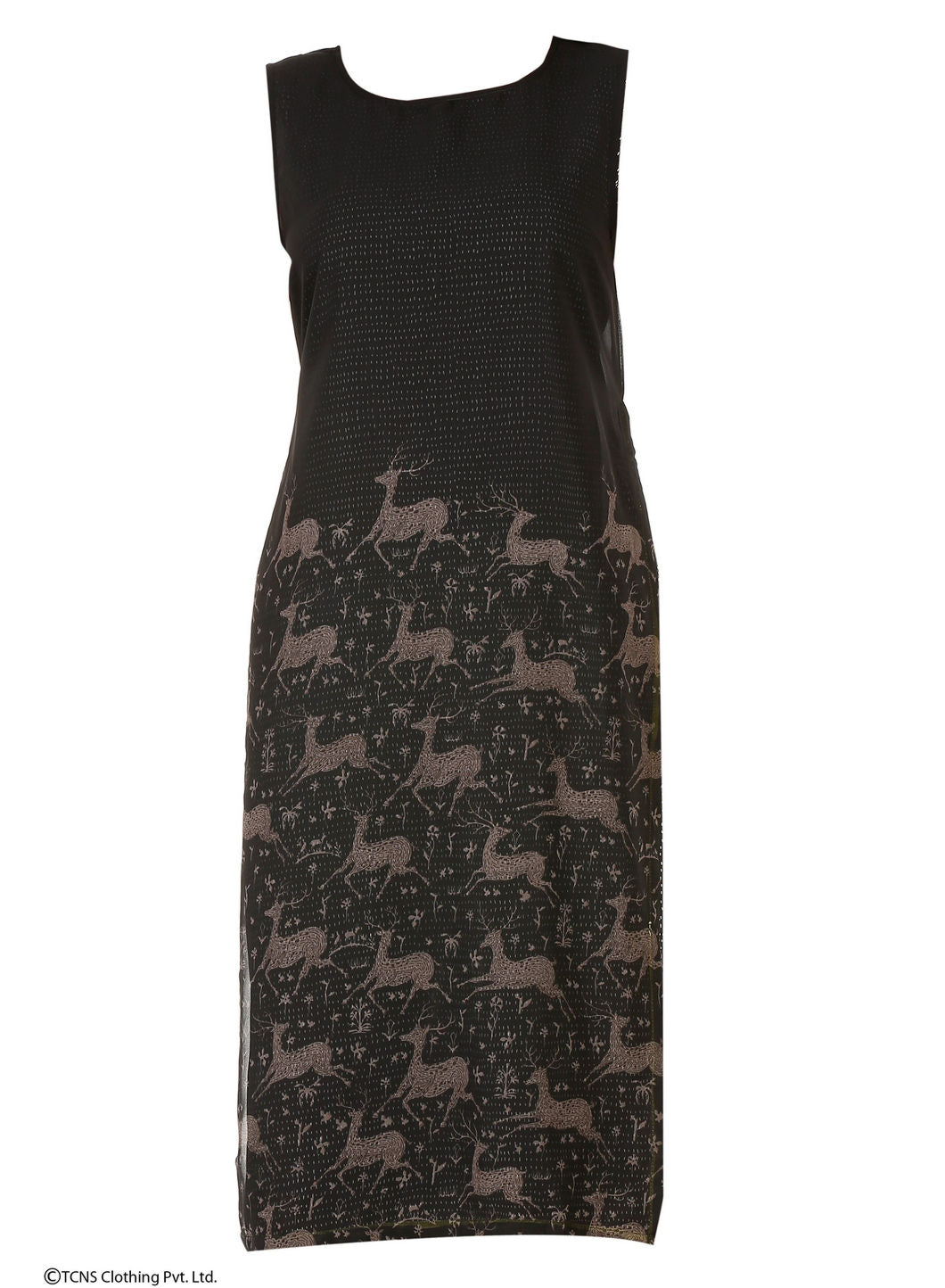 Black Printed Sleeveless kurta