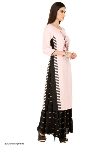 Pink Printed 3/4 Sleeve kurta