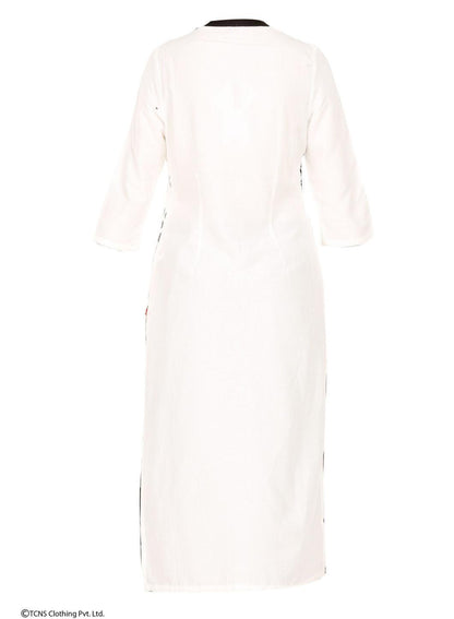 White Printed 3/4 Sleeve kurta - wforwoman