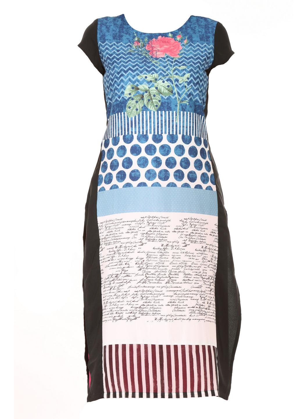 Blue Printed 3/4 Sleeve kurta - wforwoman