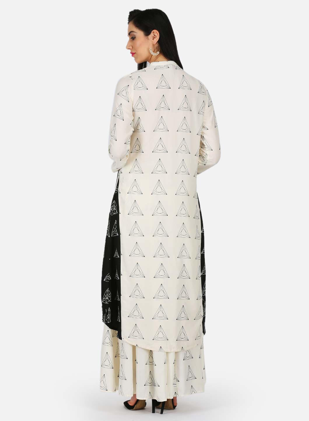 Off-White Mandarin Neck Printed kurta