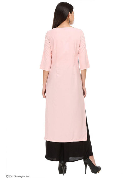 Pink Printed 3/4 Sleeve kurta - wforwoman