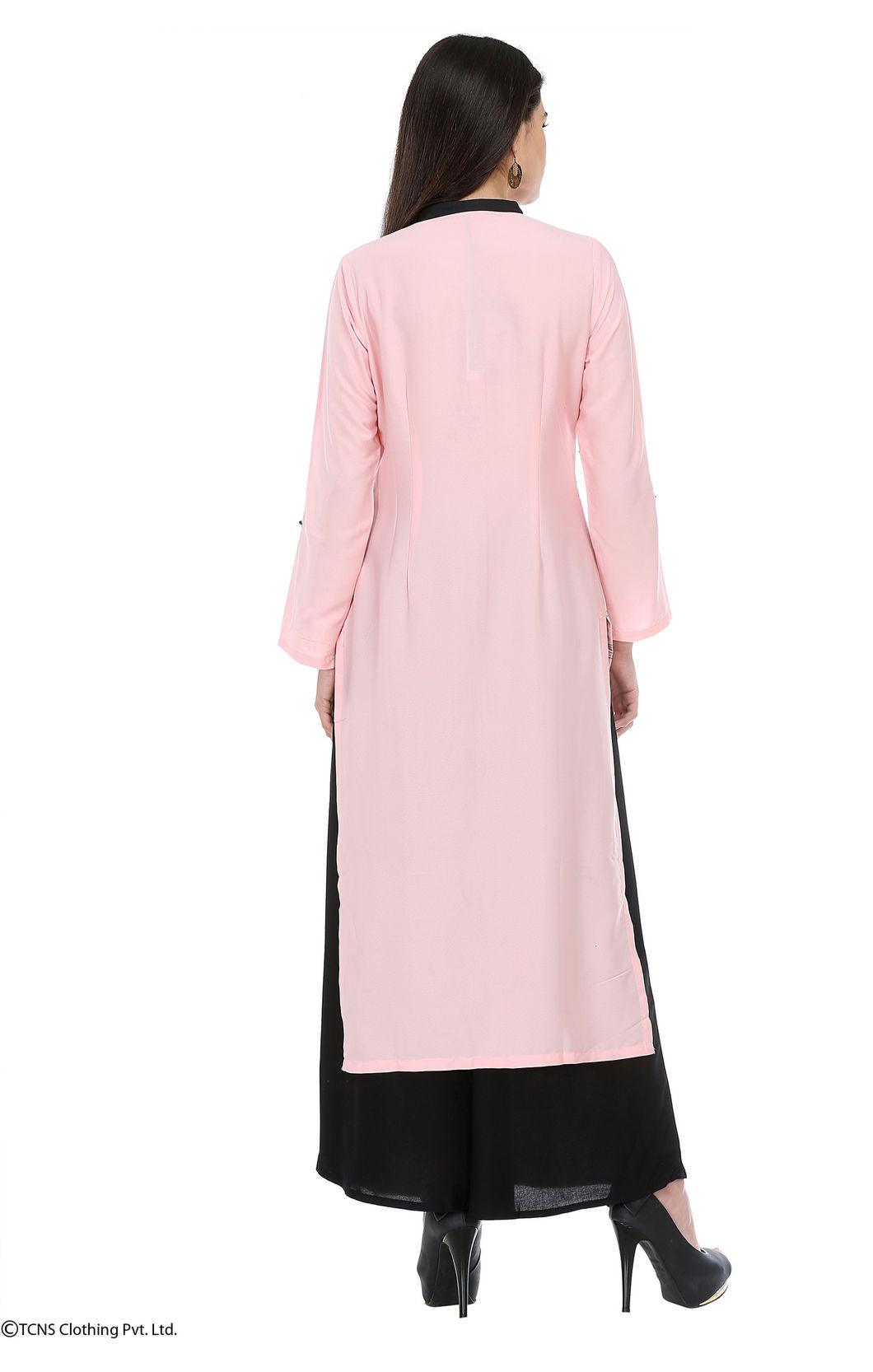 Pink Printed Full Sleeve kurta - wforwoman