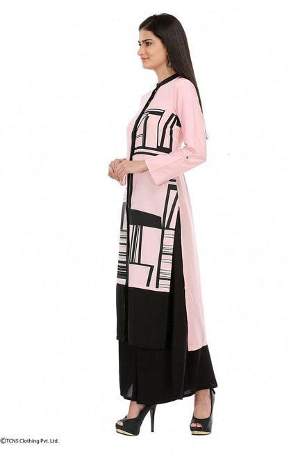 Pink Printed Full Sleeve kurta - wforwoman