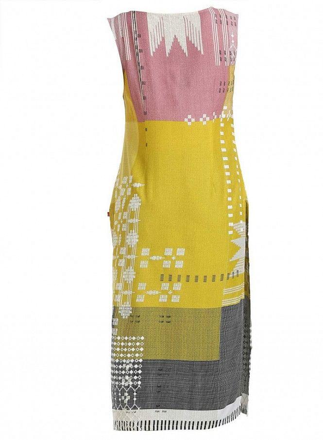 Yellow Sleeveless Printed kurta - wforwoman