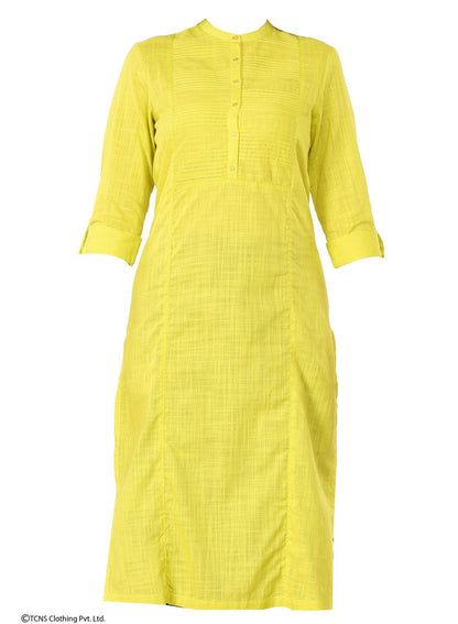 Yellow 3/4 Sleeve kurta - wforwoman