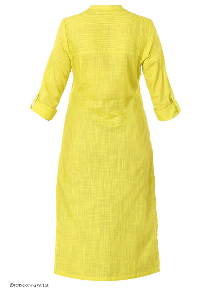 Yellow 3/4 Sleeve kurta - wforwoman