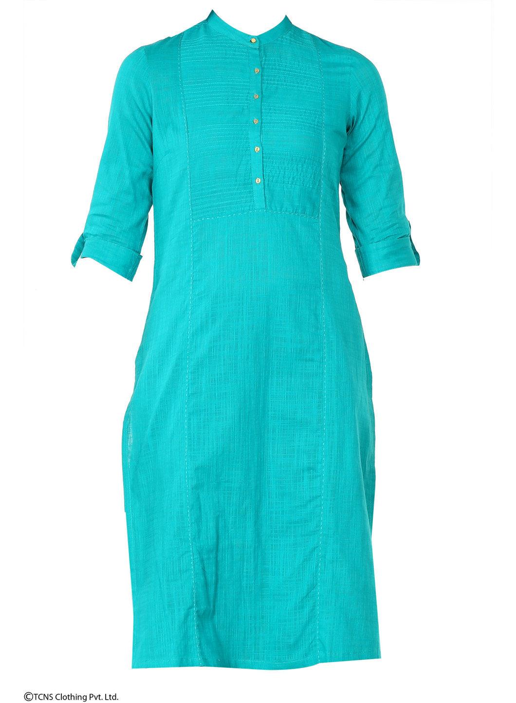 Green 3/4 Sleeve kurta - wforwoman