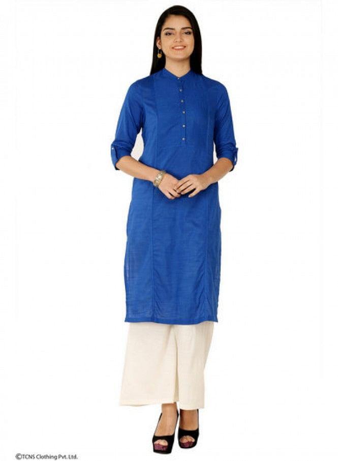 Blue 3/4 Sleeve kurta - wforwoman