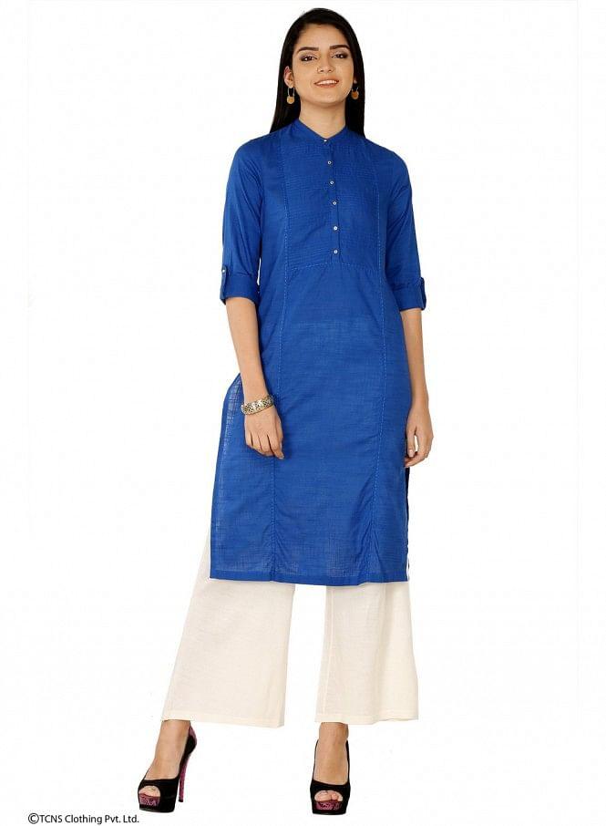 Blue 3/4 Sleeve kurta - wforwoman