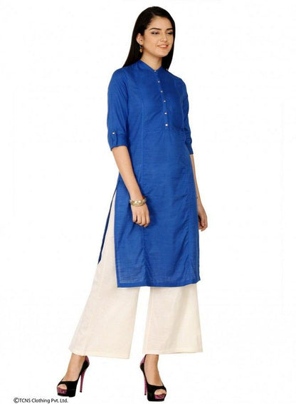 Blue 3/4 Sleeve kurta - wforwoman