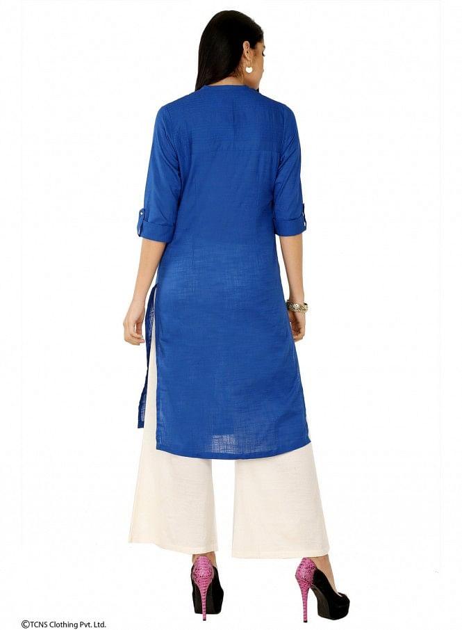 Blue 3/4 Sleeve kurta - wforwoman