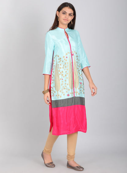 Black Mandarin Neck Printed kurta