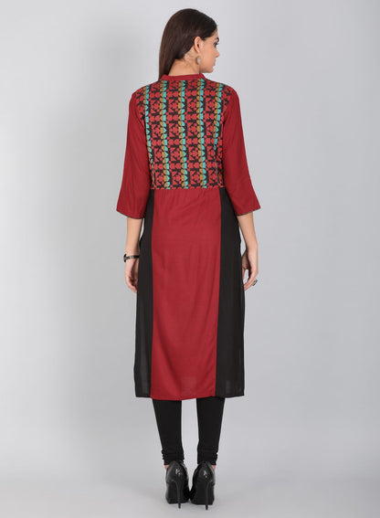 Black Mandarin Neck Printed kurta