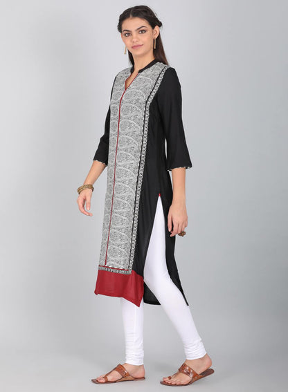 Ecru Mandarin Neck Printed kurta