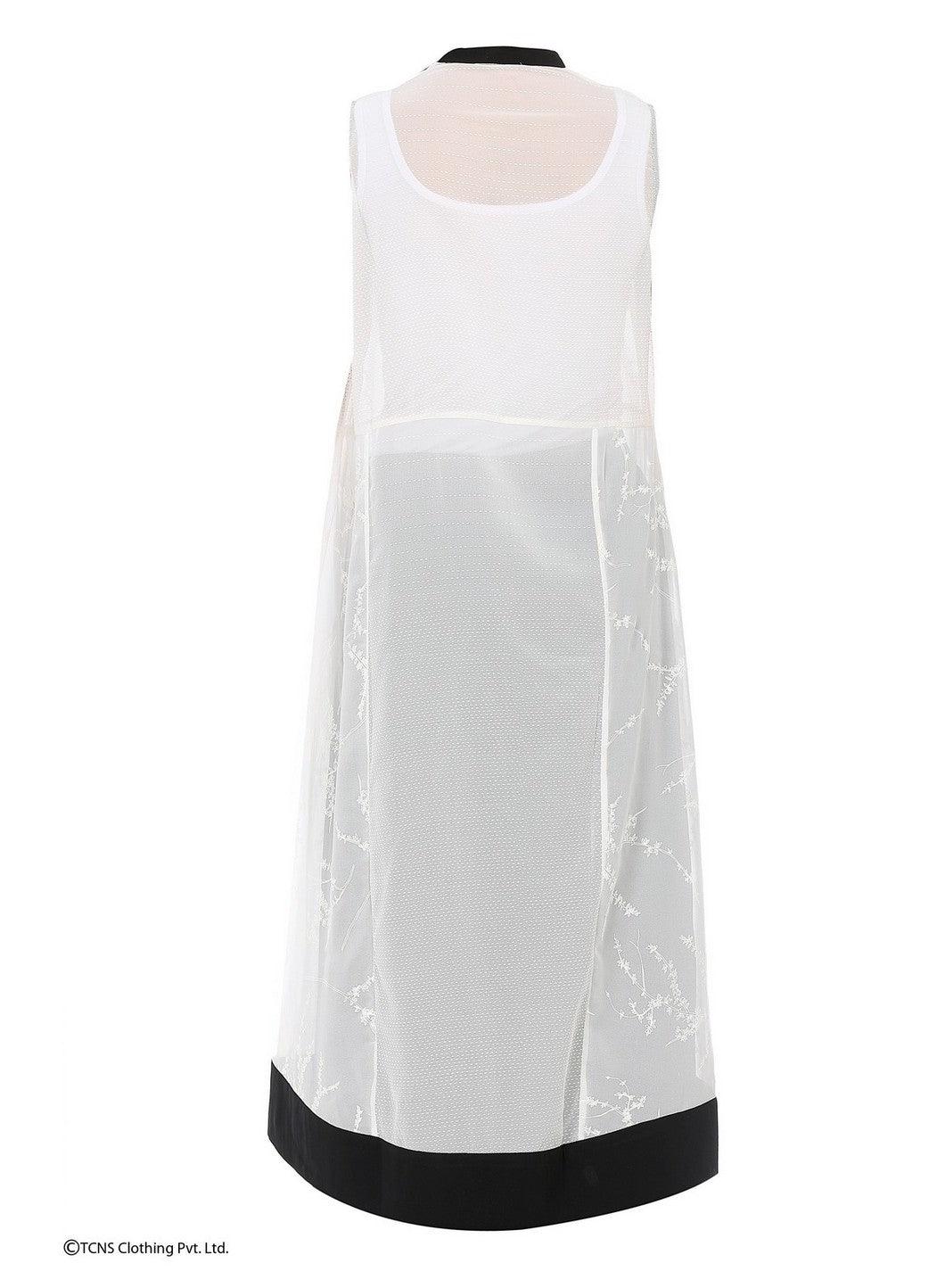 White Printed Sleeveless Gillet - wforwoman