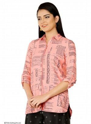 Pink Printed Full Sleeve Top - wforwoman