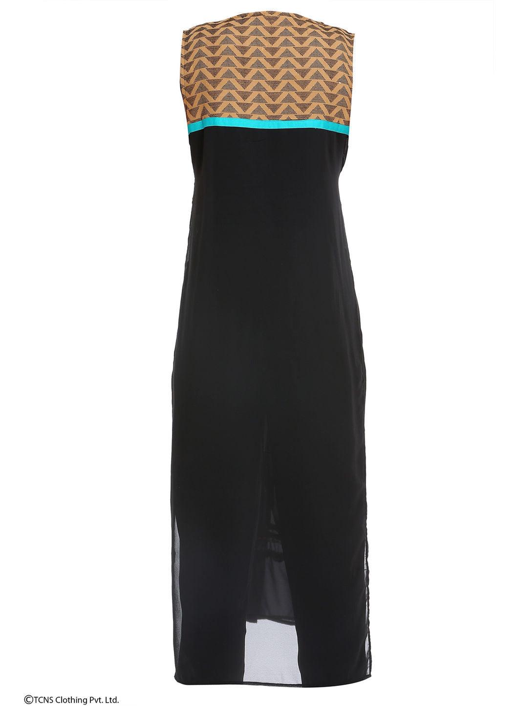 Black Printed Sleeveless Gillet - wforwoman