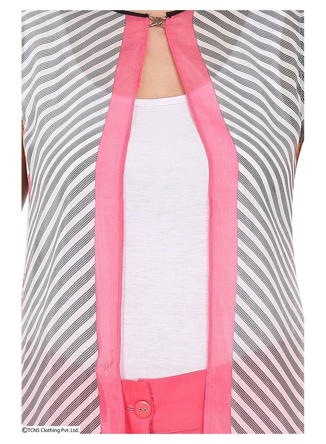 White Printed Sleeveless Gillet - wforwoman