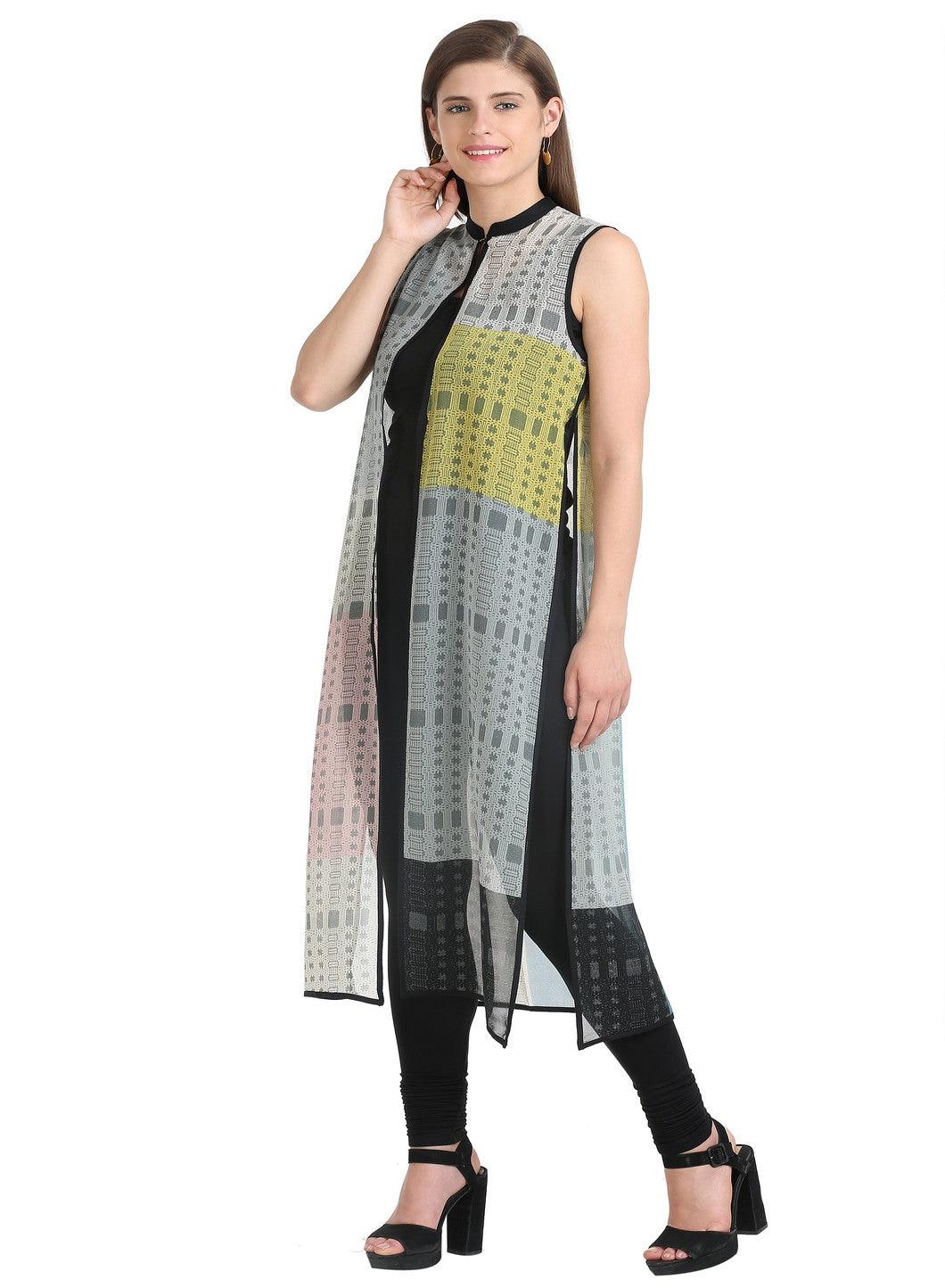 Grey Sleeveless Printed Gillet - wforwoman